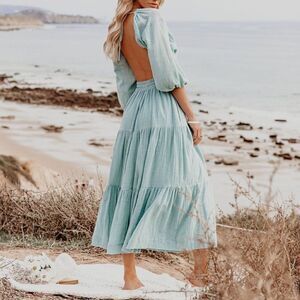 Olia Seafoam Green Stunning Backless‎ Dress -- M